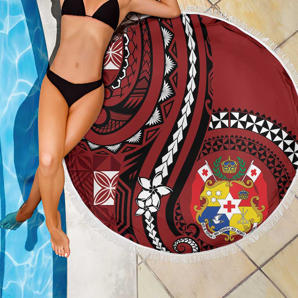 Tonga Ngatu Beach Blanket Iconic Red Manulua Motifs LT7 - Polynesian Pride