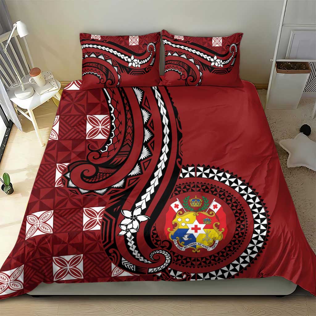 Tonga Ngatu Bedding Set Iconic Red Manulua Motifs LT7 - Polynesian Pride