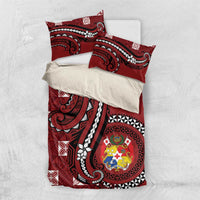 Tonga Ngatu Bedding Set Iconic Red Manulua Motifs LT7 US Twin 172cm x 218cm Red - Polynesian Pride