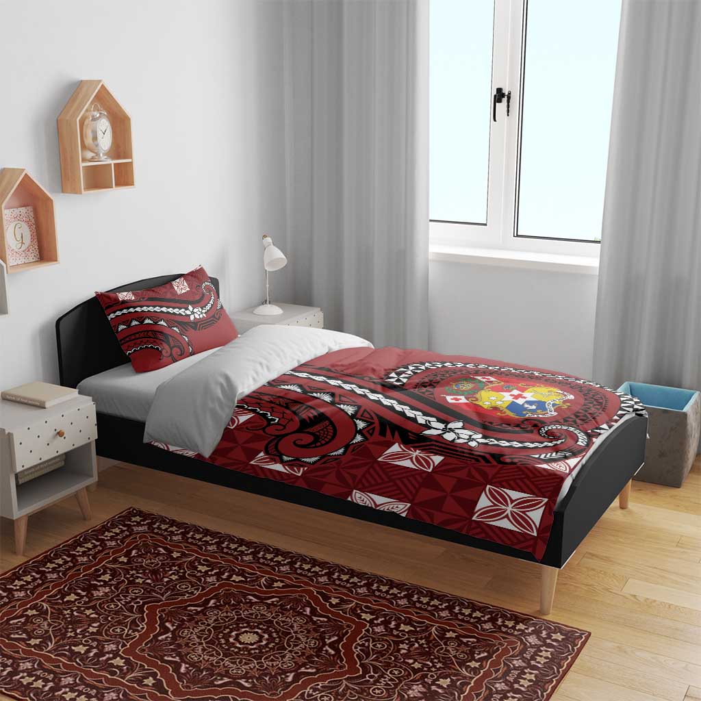 Tonga Ngatu Bedding Set Iconic Red Manulua Motifs LT7 - Polynesian Pride