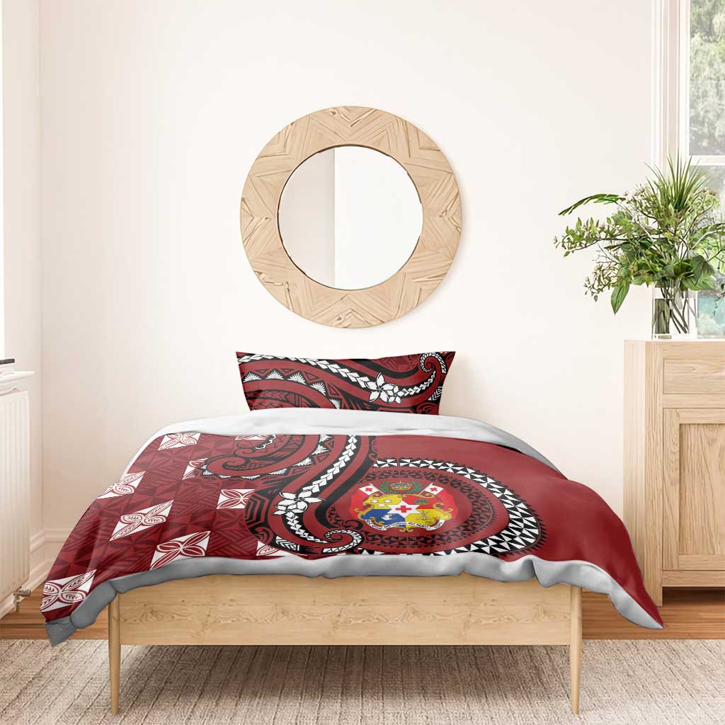 Tonga Ngatu Bedding Set Iconic Red Manulua Motifs LT7 - Polynesian Pride