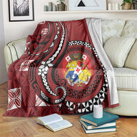 Tonga Ngatu Blanket Iconic Red Manulua Motifs LT7 Red - Polynesian Pride
