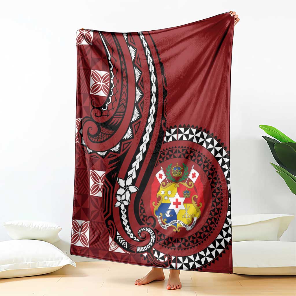 Tonga Ngatu Blanket Iconic Red Manulua Motifs LT7 - Polynesian Pride