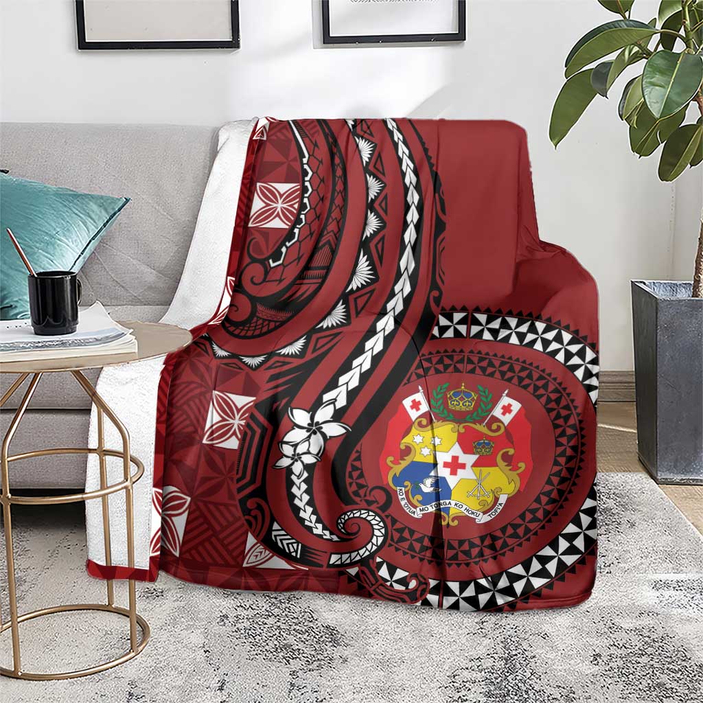 Tonga Ngatu Blanket Iconic Red Manulua Motifs LT7 - Polynesian Pride