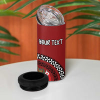 Personalized Tonga Ngatu 4 in 1 Can Cooler Tumbler Iconic Red Manulua Motifs LT7 - Polynesian Pride