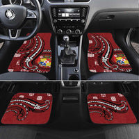 Tonga Ngatu Car Mats Iconic Red Manulua Motifs LT7 Set 4pcs Red - Polynesian Pride