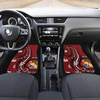 Tonga Ngatu Car Mats Iconic Red Manulua Motifs LT7 Set 2pcs - Front Red - Polynesian Pride