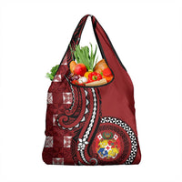 Tonga Ngatu Grocery Bag Iconic Red Manulua Motifs LT7 1-pack One Size Red - Polynesian Pride