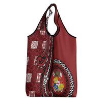 Tonga Ngatu Grocery Bag Iconic Red Manulua Motifs LT7 - Polynesian Pride