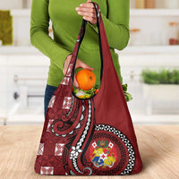 Tonga Ngatu Grocery Bag Iconic Red Manulua Motifs LT7 - Polynesian Pride