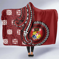 Tonga Ngatu Hooded Blanket Iconic Red Manulua Motifs LT7 One Size Red - Polynesian Pride