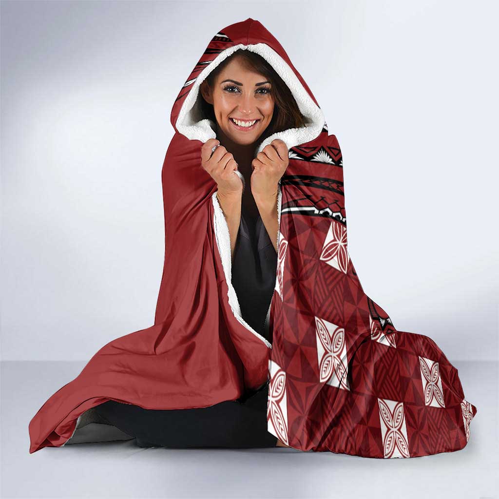 Tonga Ngatu Hooded Blanket Iconic Red Manulua Motifs LT7 - Polynesian Pride