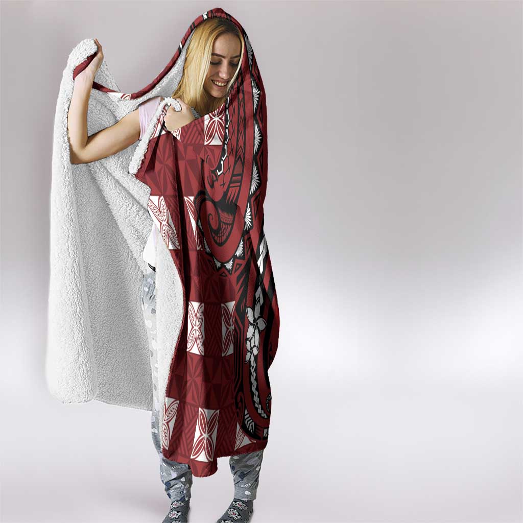Tonga Ngatu Hooded Blanket Iconic Red Manulua Motifs LT7 - Polynesian Pride