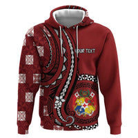Personalized Tonga Ngatu Hoodie Iconic Red Manulua Motifs LT7 Pullover Hoodie Red - Polynesian Pride