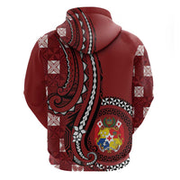 Personalized Tonga Ngatu Hoodie Iconic Red Manulua Motifs LT7 - Polynesian Pride