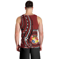 Personalized Tonga Ngatu Men Tank Top Iconic Red Manulua Motifs LT7 - Polynesian Pride
