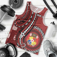 Personalized Tonga Ngatu Men Tank Top Iconic Red Manulua Motifs LT7 - Polynesian Pride