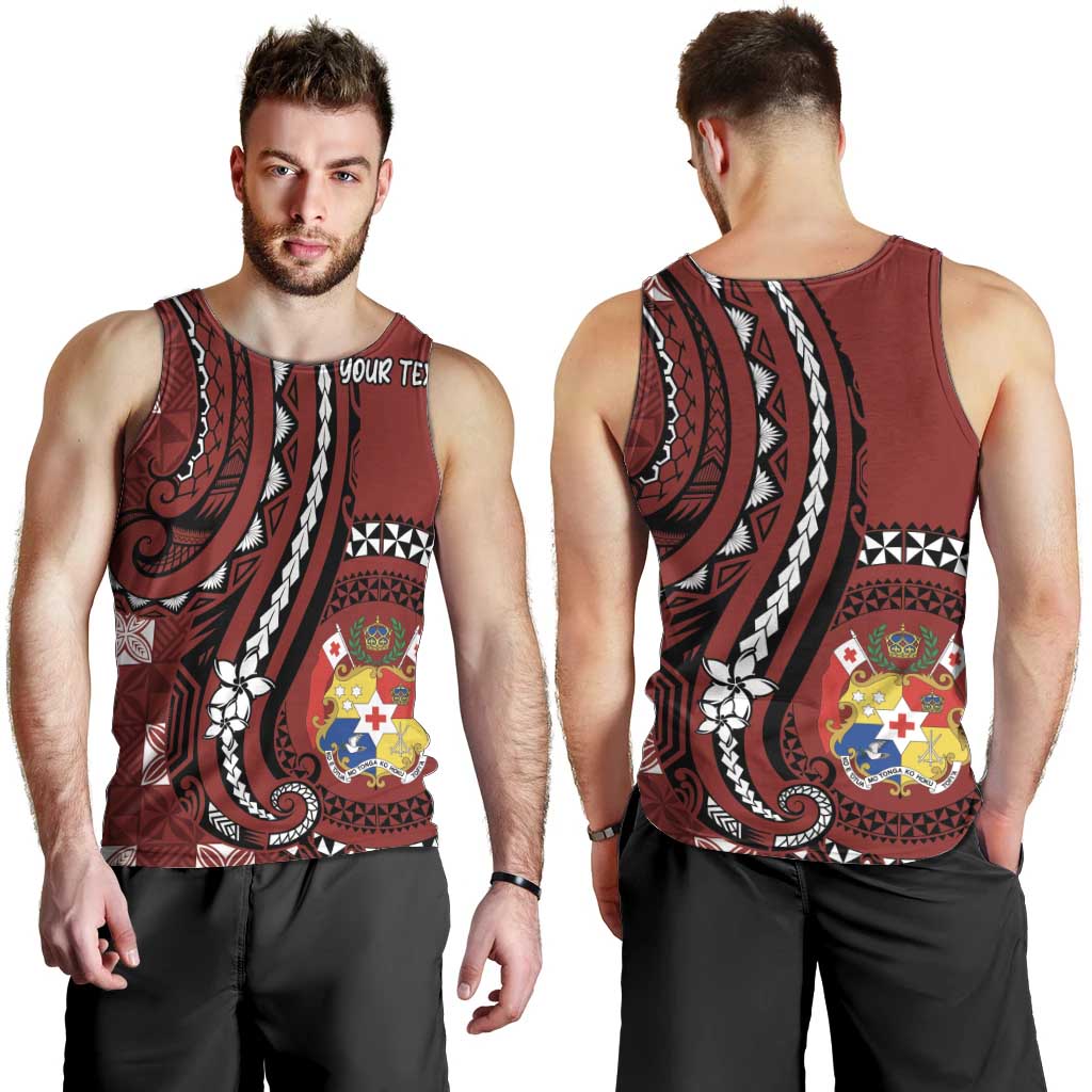 Personalized Tonga Ngatu Men Tank Top Iconic Red Manulua Motifs LT7 - Polynesian Pride