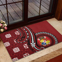 Tonga Ngatu Rubber Doormat Iconic Red Manulua Motifs LT7 - Polynesian Pride