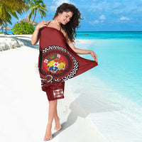 Tonga Ngatu Sarong Iconic Red Manulua Motifs LT7 - Polynesian Pride