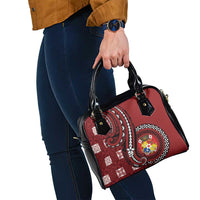 Tonga Ngatu Shoulder Handbag Iconic Red Manulua Motifs LT7 - Polynesian Pride