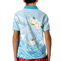 Guam Fishhook Mix Guasali Flowers Kid Polo Shirt Dreaming Turquoise LT7 - Polynesian Pride