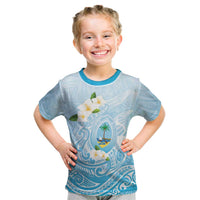 Guam Fishhook Mix Guasali Flowers Kid T Shirt Dreaming Turquoise LT7 Turquoise - Polynesian Pride