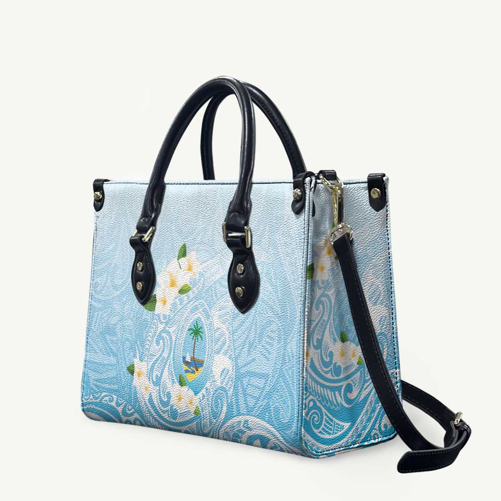 Guam Fishhook Mix Guasali Flowers Leather Bag Dreaming Turquoise LT7 Turquoise - Polynesian Pride
