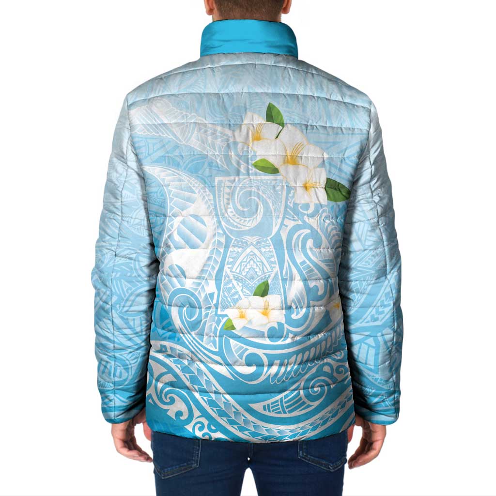 Guam Fishhook Mix Guasali Flowers Padded Jacket Dreaming Turquoise LT7 - Polynesian Pride