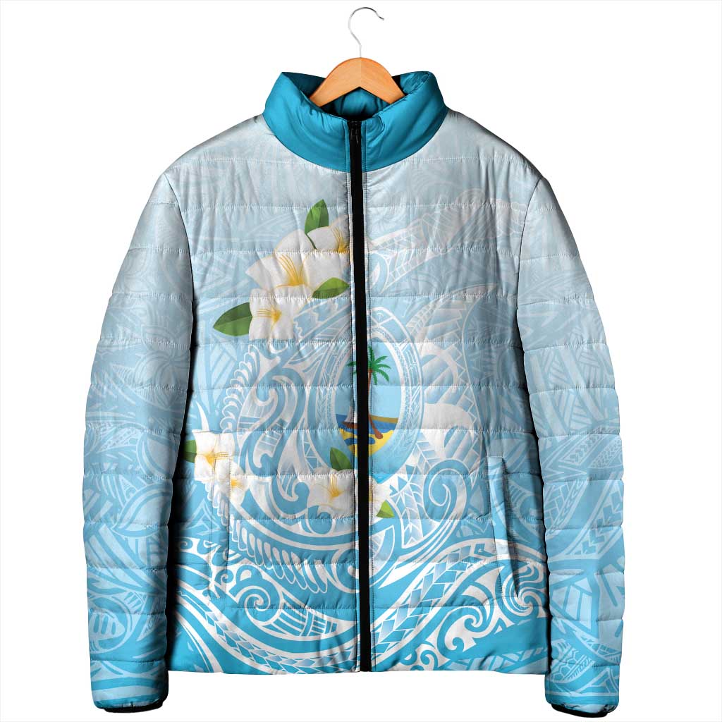 Guam Fishhook Mix Guasali Flowers Padded Jacket Dreaming Turquoise LT7 - Polynesian Pride