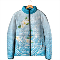 Guam Fishhook Mix Guasali Flowers Padded Jacket Dreaming Turquoise LT7 - Polynesian Pride
