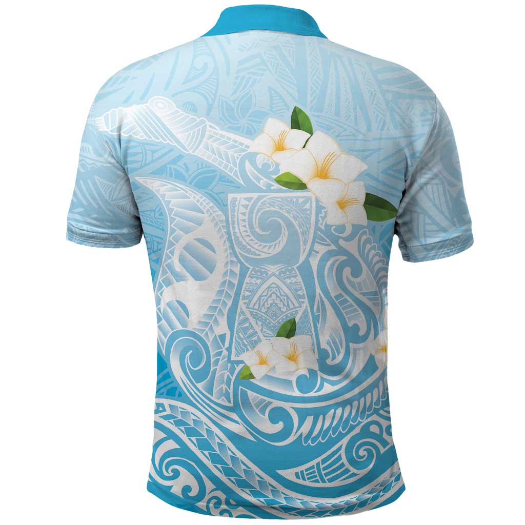 Guam Fishhook Mix Guasali Flowers Polo Shirt Dreaming Turquoise LT7 - Polynesian Pride