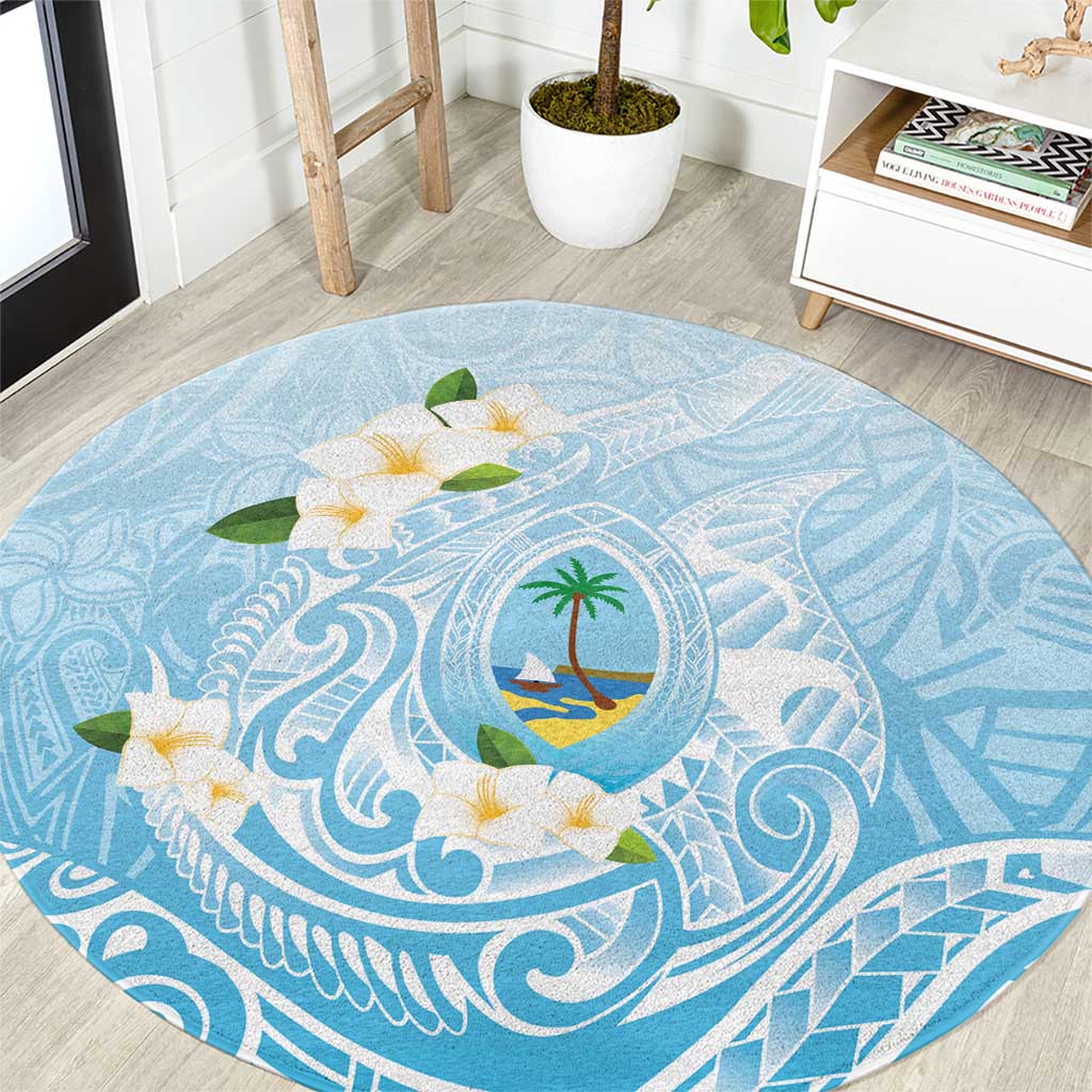 Guam Fishhook Mix Guasali Flowers Round Carpet Dreaming Turquoise LT7 Turquoise - Polynesian Pride