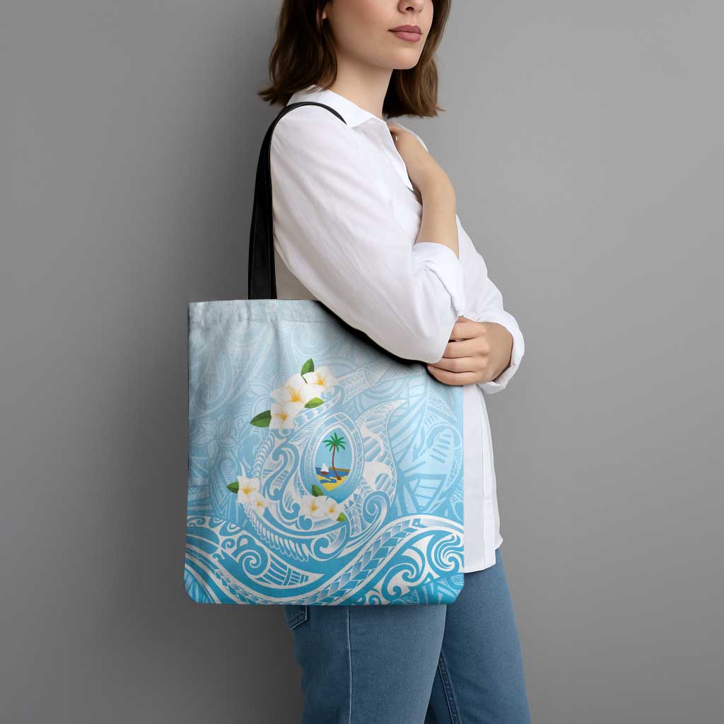 Guam Fishhook Mix Guasali Flowers Tote Bag Dreaming Turquoise LT7 - Polynesian Pride