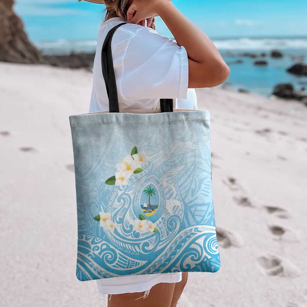Guam Fishhook Mix Guasali Flowers Tote Bag Dreaming Turquoise LT7 - Polynesian Pride