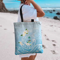 Guam Fishhook Mix Guasali Flowers Tote Bag Dreaming Turquoise LT7 - Polynesian Pride