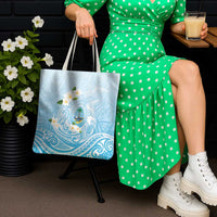 Guam Fishhook Mix Guasali Flowers Tote Bag Dreaming Turquoise LT7 - Polynesian Pride