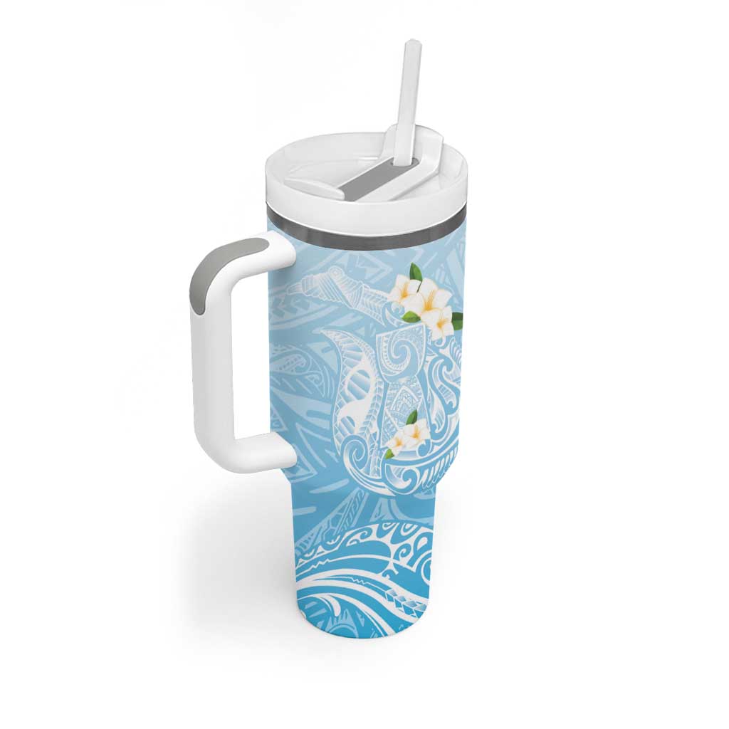 Guam Fishhook Mix Guasali Flowers Tumbler With Handle Dreaming Turquoise LT7 - Polynesian Pride