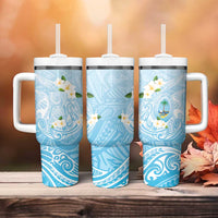 Guam Fishhook Mix Guasali Flowers Tumbler With Handle Dreaming Turquoise LT7 - Polynesian Pride