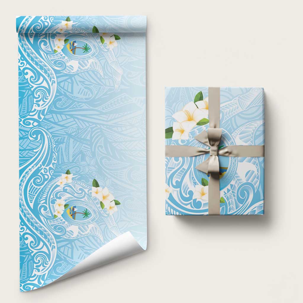 Guam Fishhook Mix Guasali Flowers Wrapping Paper Dreaming Turquoise LT7 58" × 23" Turquoise - Polynesian Pride