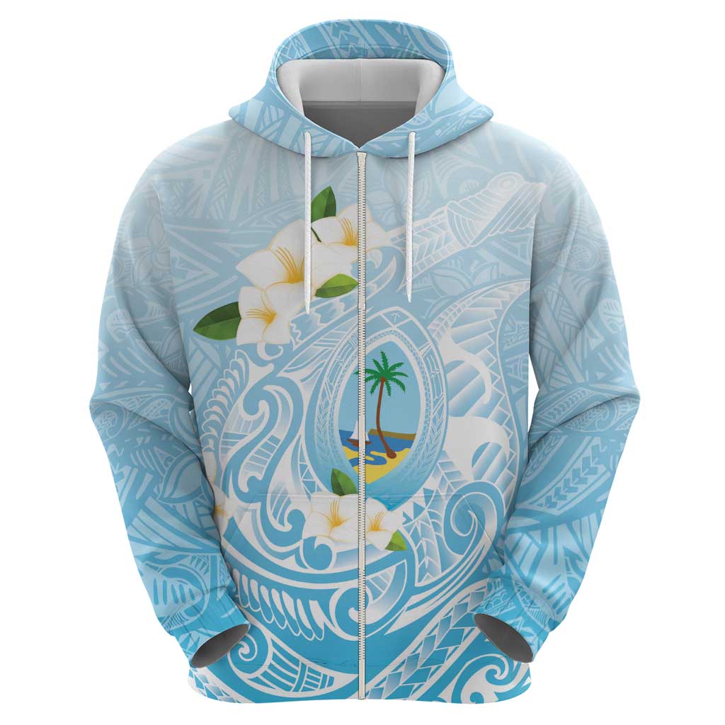 Guam Fishhook Mix Guasali Flowers Zip Hoodie Dreaming Turquoise LT7 - Polynesian Pride