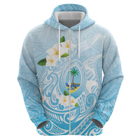 Guam Fishhook Mix Guasali Flowers Zip Hoodie Dreaming Turquoise LT7 - Polynesian Pride