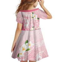 Guam Fishhook Mix Guasali Flowers Kid Short Sleeve Dress Dreaming Coral LT7 - Polynesian Pride