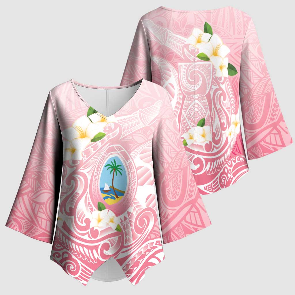 Guam Fishhook Mix Guasali Flowers Kimono Sleeve Blouse Dreaming Coral LT7 - Polynesian Pride