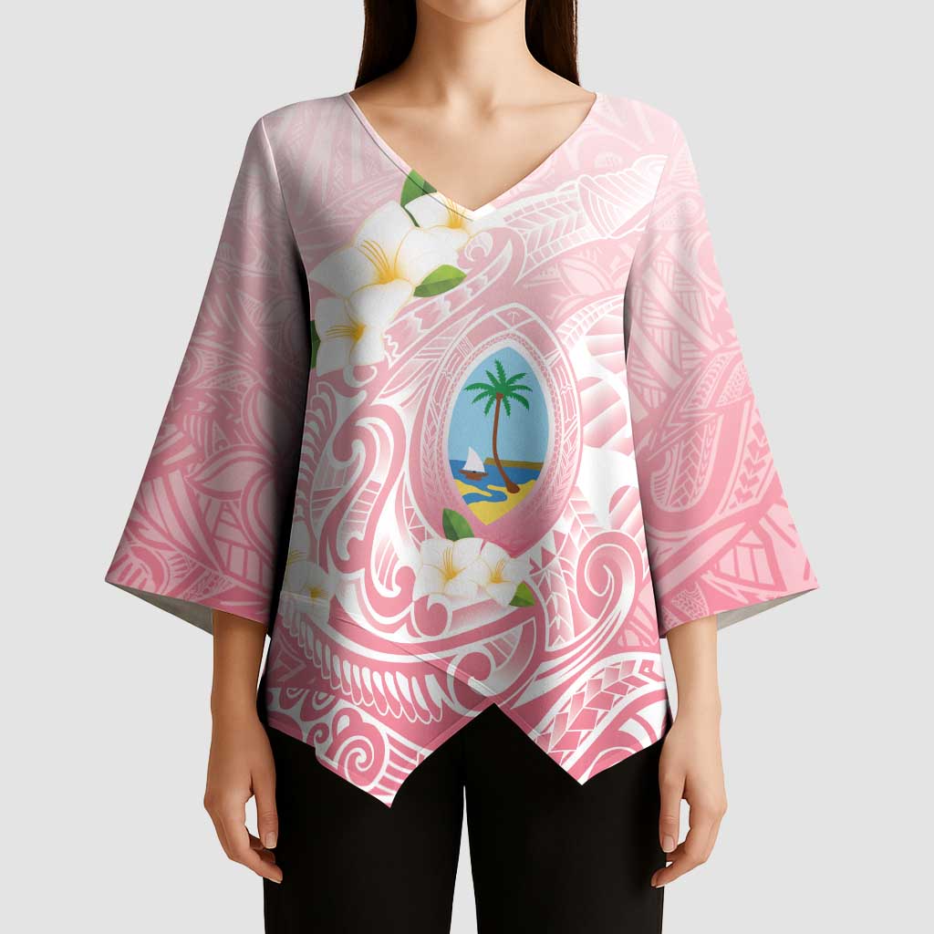 Guam Fishhook Mix Guasali Flowers Kimono Sleeve Blouse Dreaming Coral LT7 - Polynesian Pride