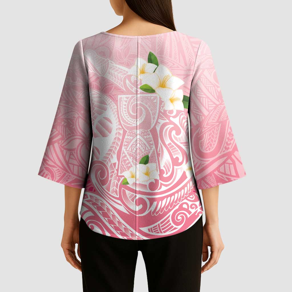 Guam Fishhook Mix Guasali Flowers Kimono Sleeve Blouse Dreaming Coral LT7 - Polynesian Pride