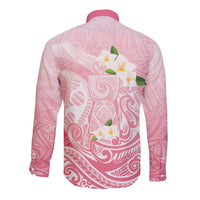 Guam Fishhook Mix Guasali Flowers Long Sleeve Button Shirt Dreaming Coral LT7 - Polynesian Pride