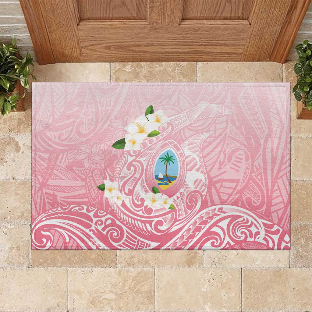 Guam Fishhook Mix Guasali Flowers Rubber Doormat Dreaming Coral LT7 Pink - Polynesian Pride