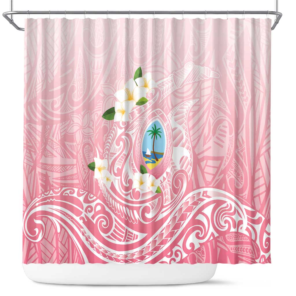Guam Fishhook Mix Guasali Flowers Shower Curtain Dreaming Coral LT7 Pink - Polynesian Pride