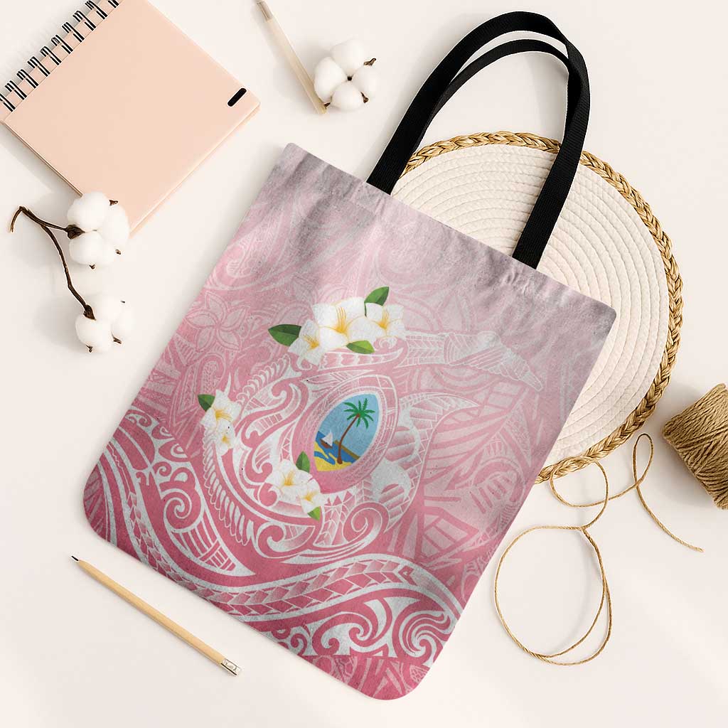 Guam Fishhook Mix Guasali Flowers Tote Bag Dreaming Coral LT7 Black Strap One Size Pink - Polynesian Pride